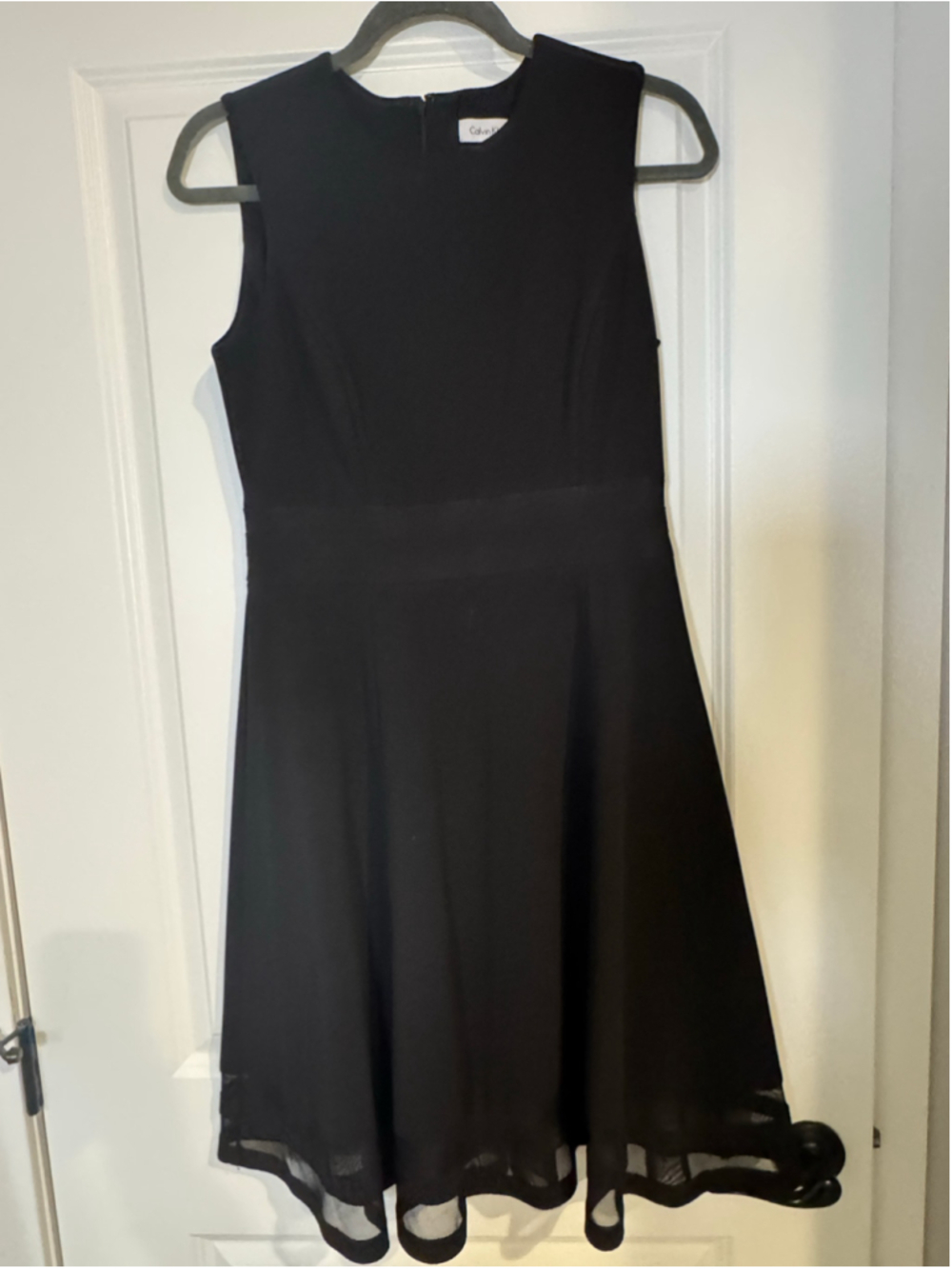 Women's Calvin Klein Black Sleeveless Midi Sheer Trim Dress Size 6